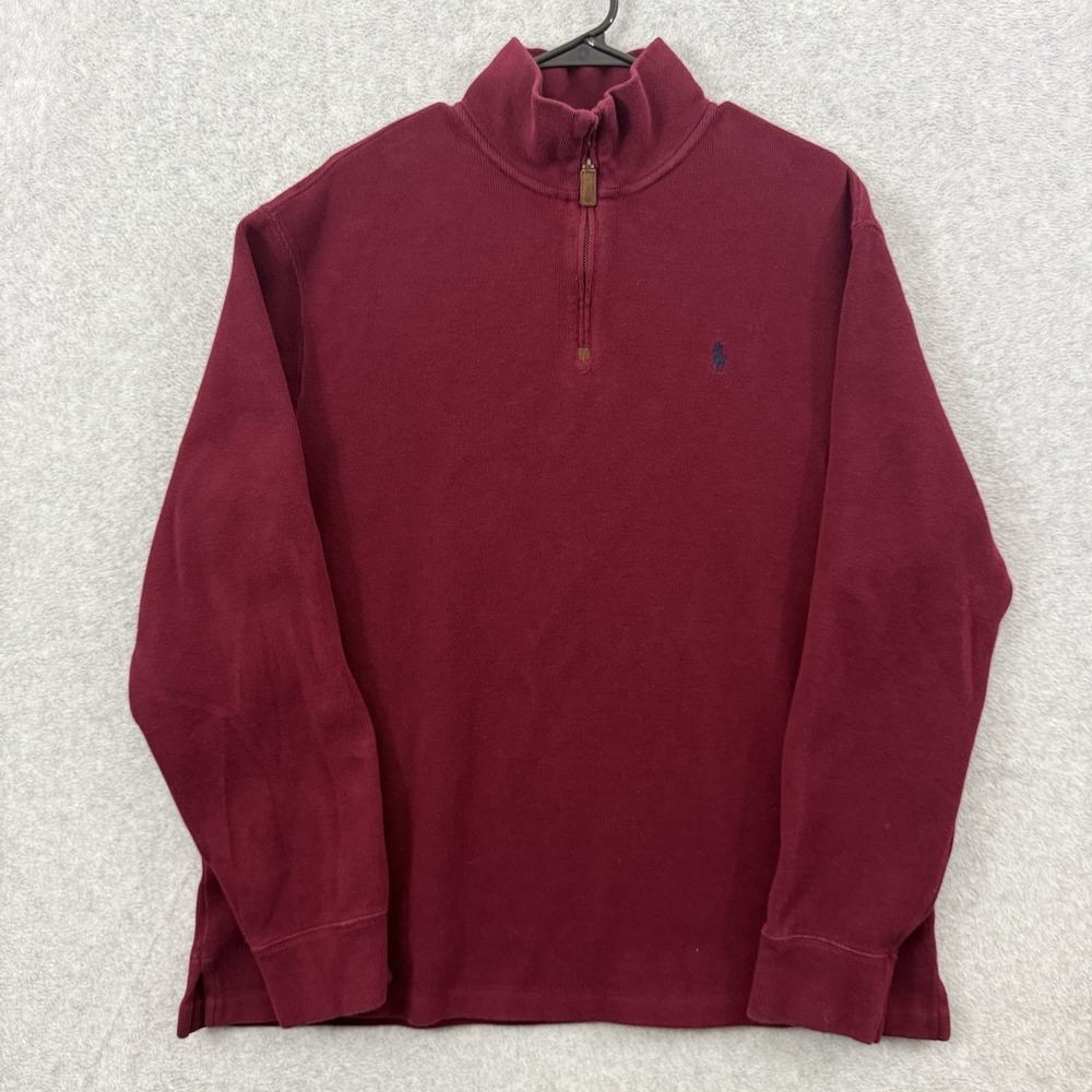 Polo Ralph Lauren Pullover Men's‎ XL Red Maroon 1/4 Zip Sweater Sweatshirt
